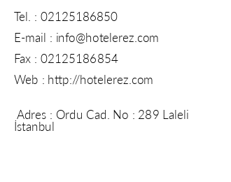 Erez Hotel iletiim bilgileri